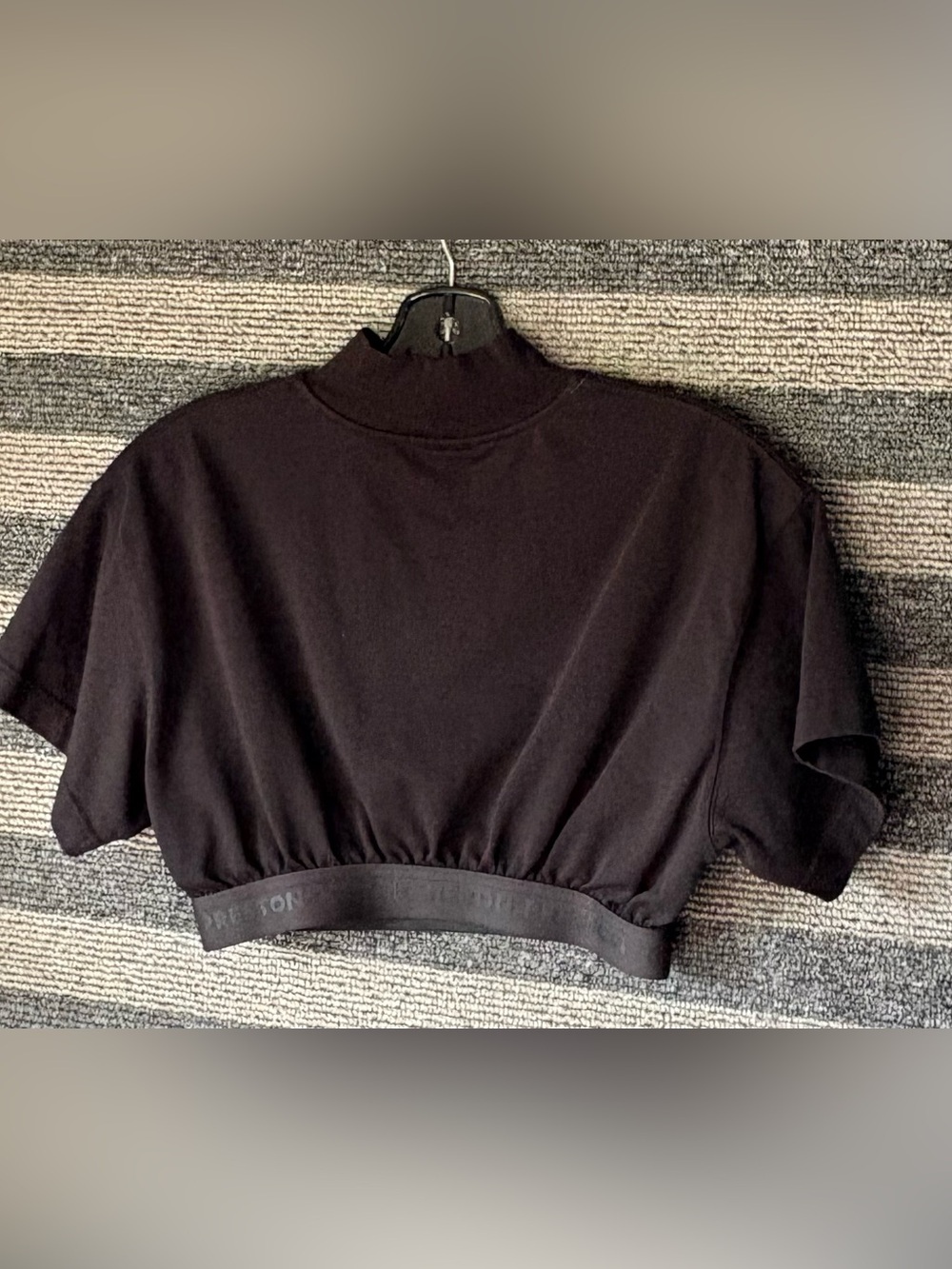Heron Preston Black Cropped Mock-Neck Tee with Logo XS - Picture 6 of 6